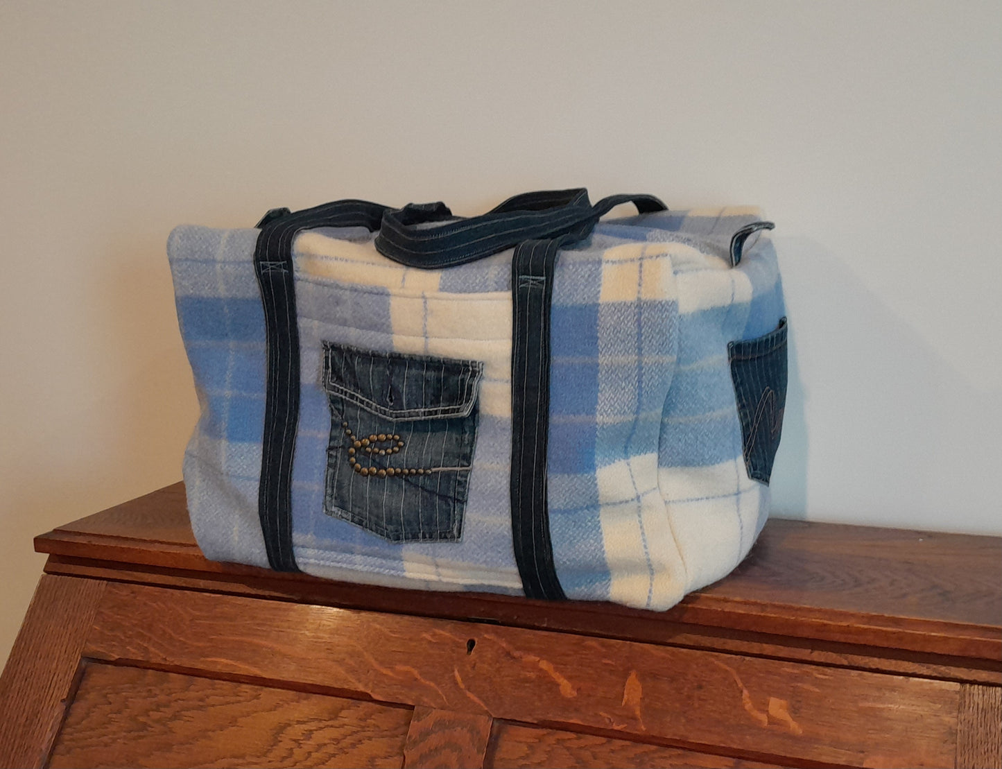 Weekend Bag - Light Blue Tartan