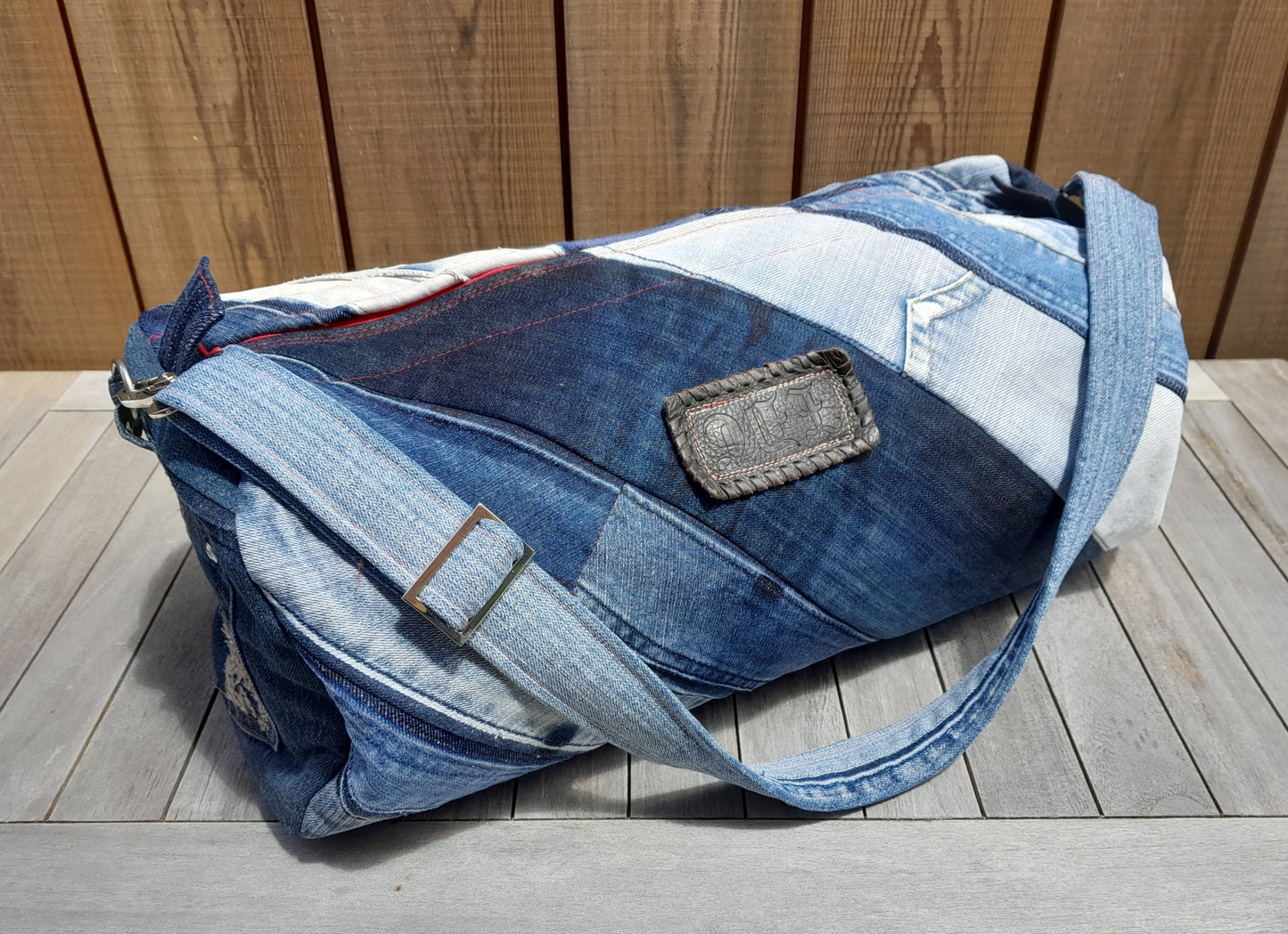 Upcycled Denim Duffel - Overnite or Gym Bag