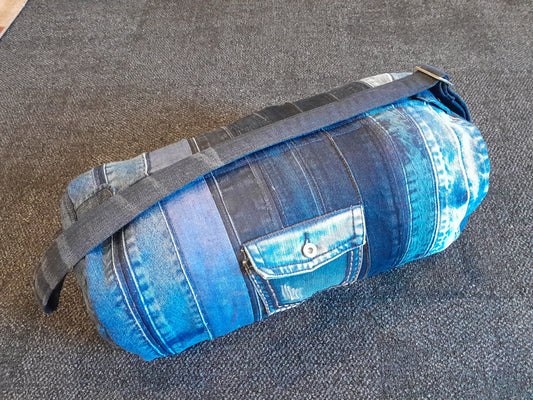 Upcycled Denim Duffel - Overnite or Gym Bag