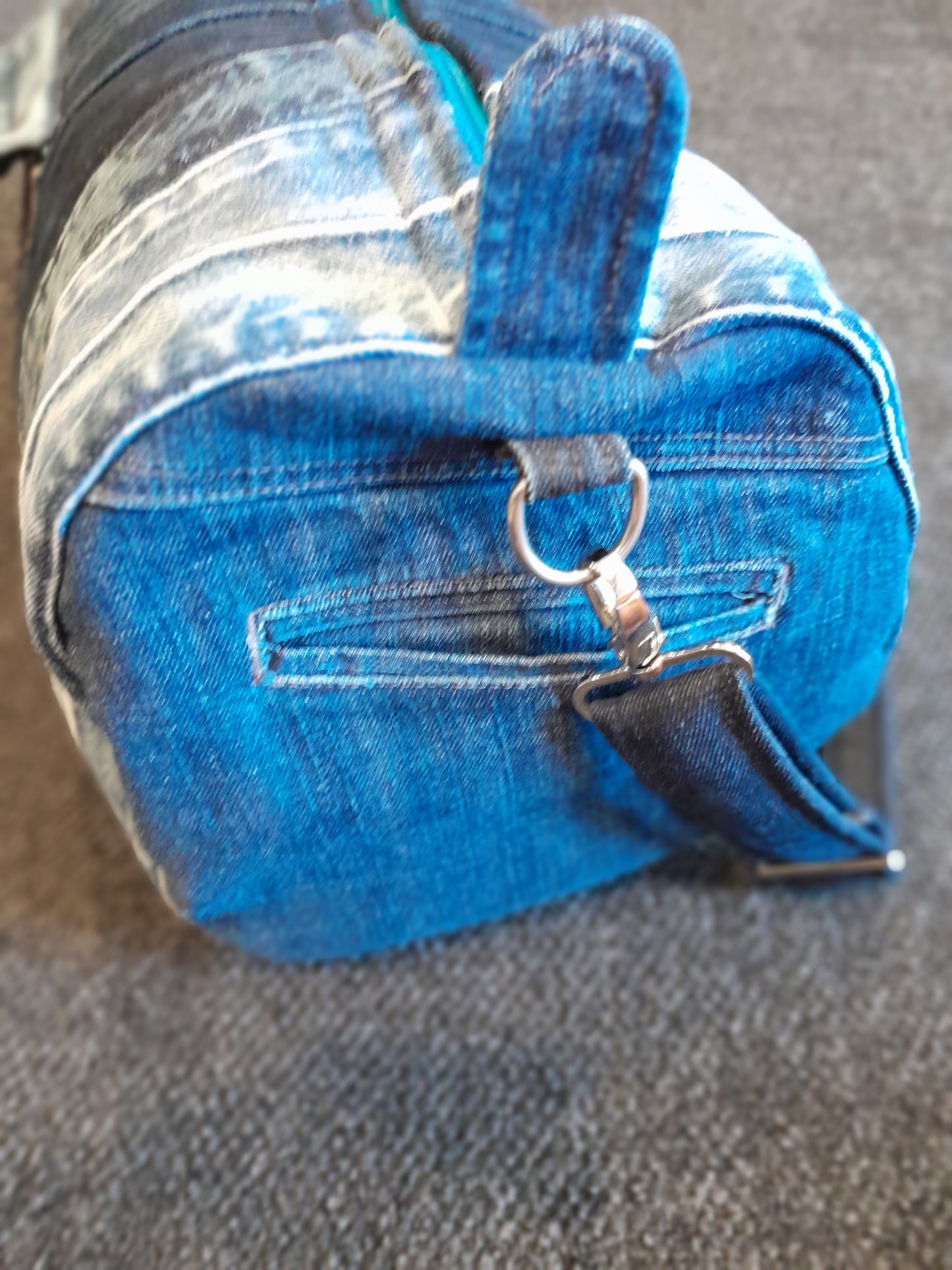 Upcycled Denim Duffel - Overnite or Gym Bag