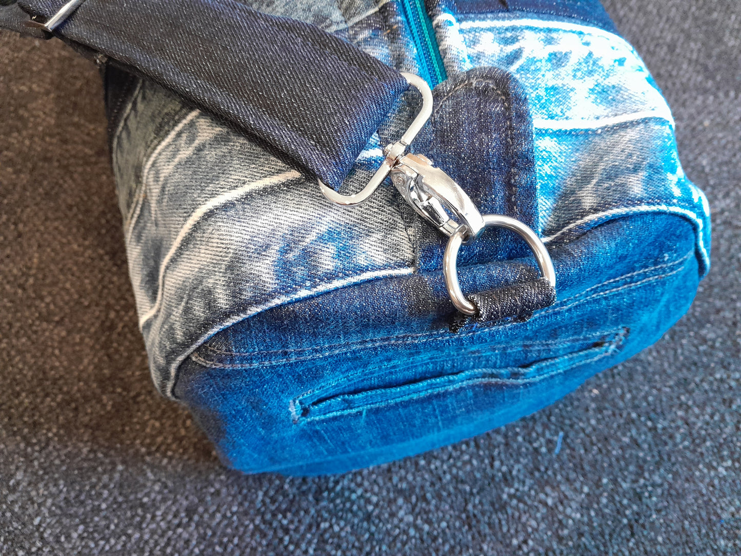 Upcycled Denim Duffel - Overnite or Gym Bag