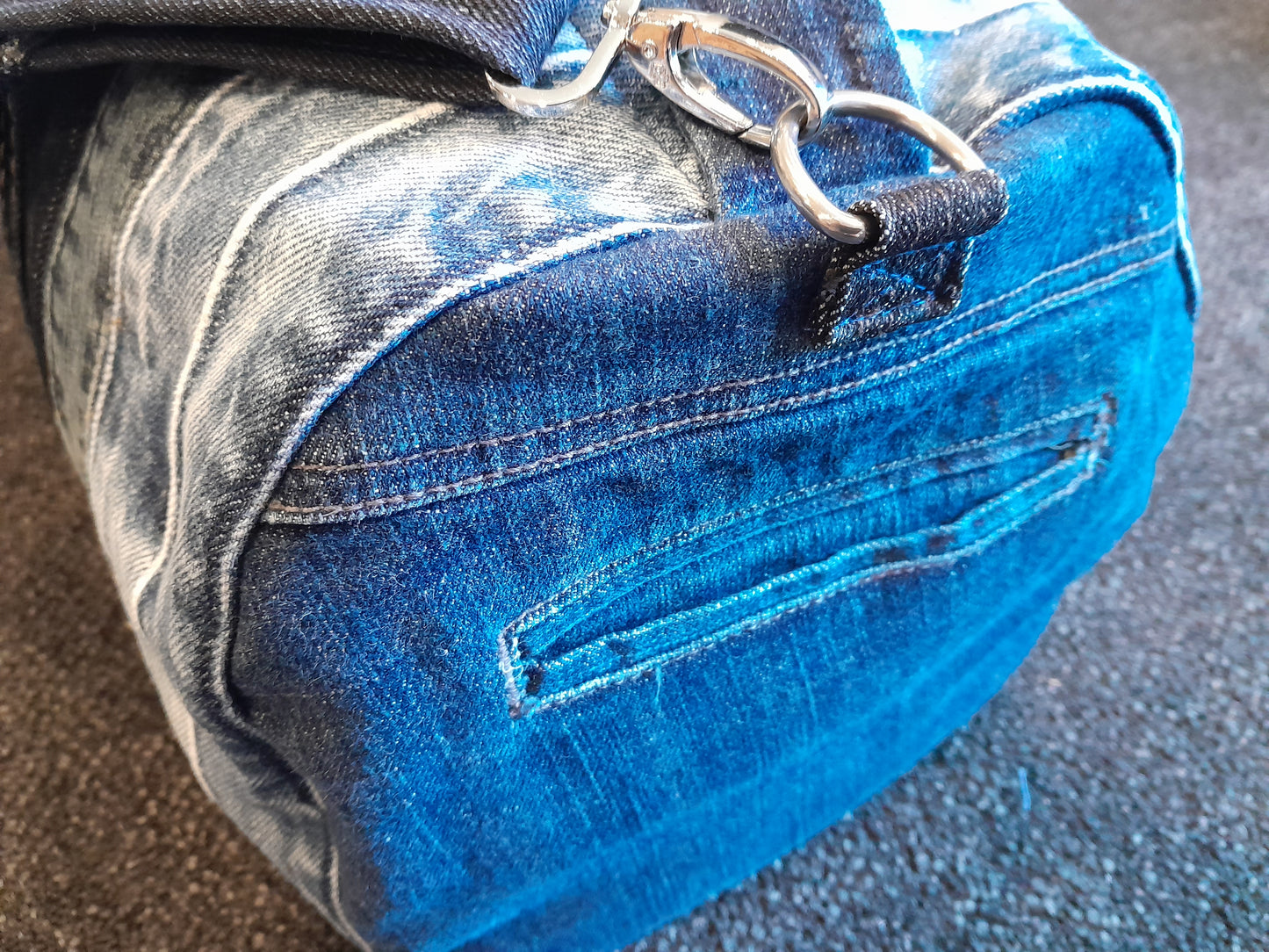 Upcycled Denim Duffel - Overnite or Gym Bag