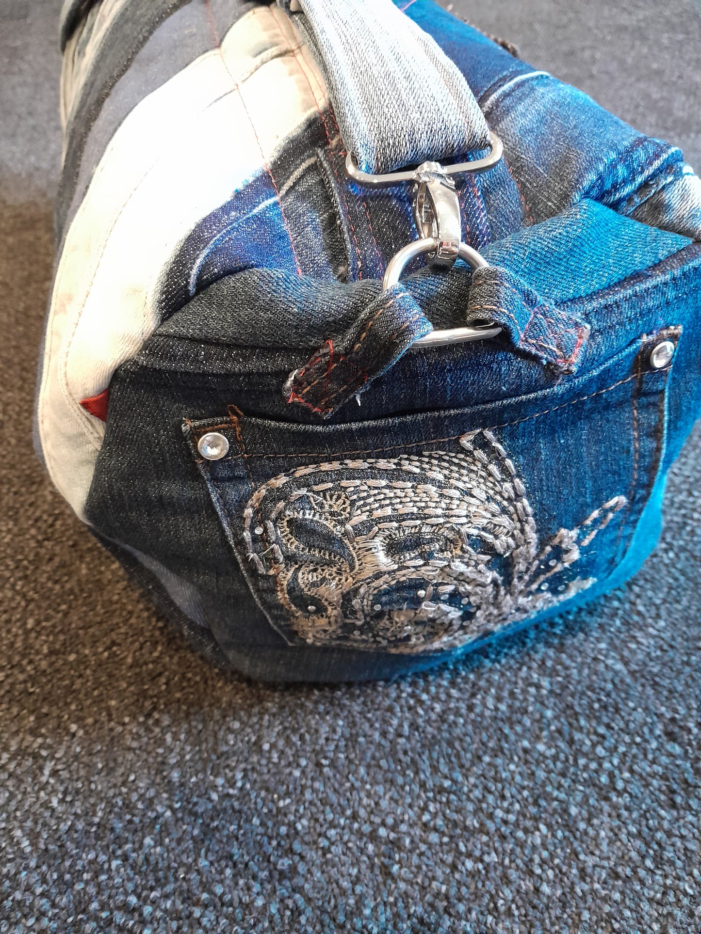 Upcycled Denim Duffel - Overnite or Gym Bag