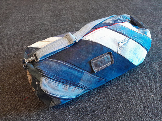 Upcycled Denim Duffel - Overnite or Gym Bag