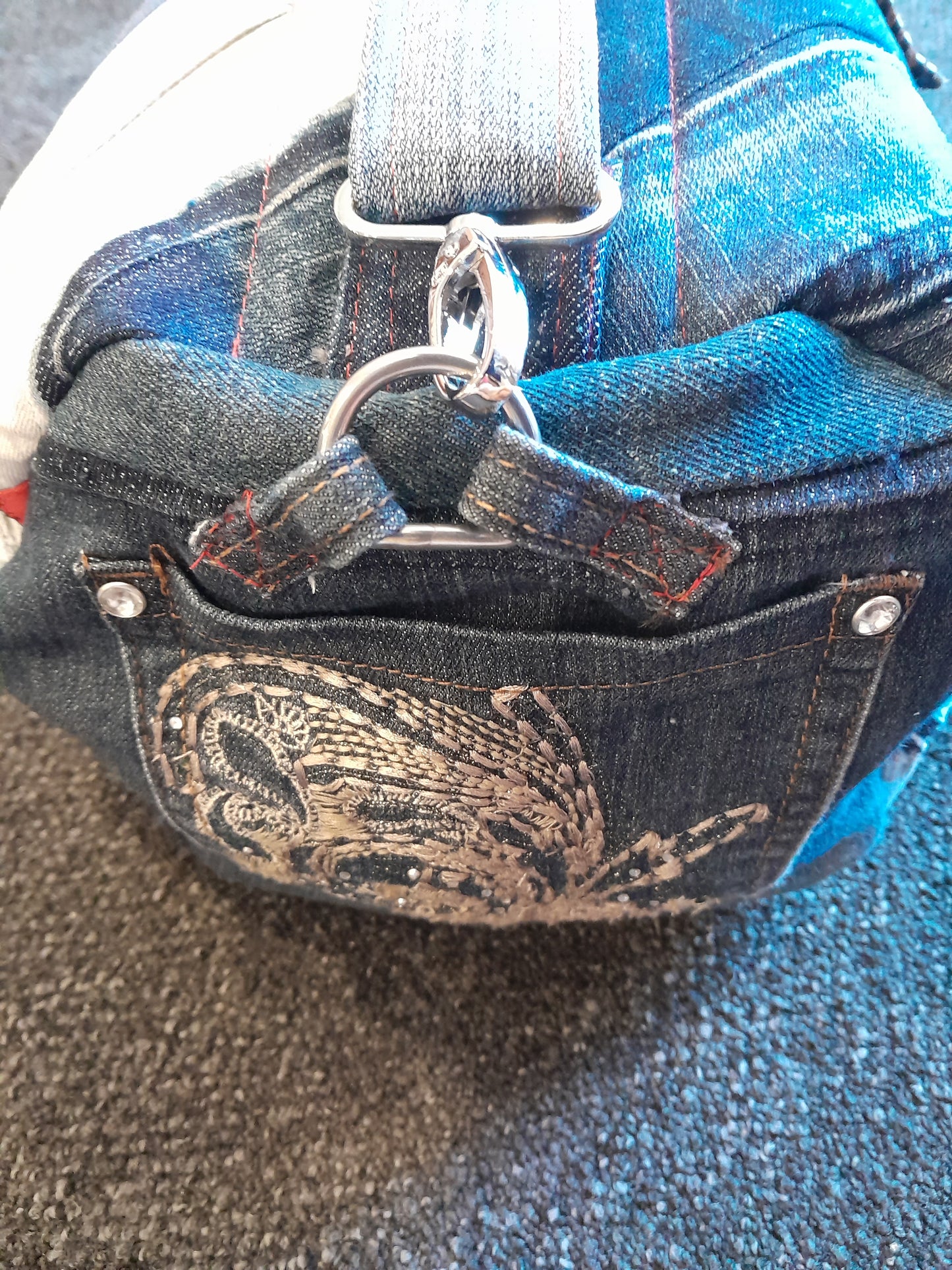 Upcycled Denim Duffel - Overnite or Gym Bag